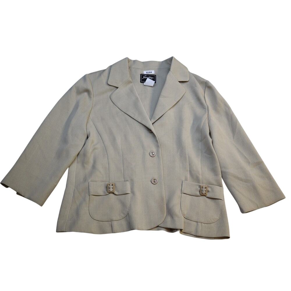 Sweet Suit Blazer Jacket Womens 12 Beige Long Sleeve Casual 2 Button